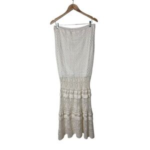Venus White Crochet Maxi Knit Skirt L